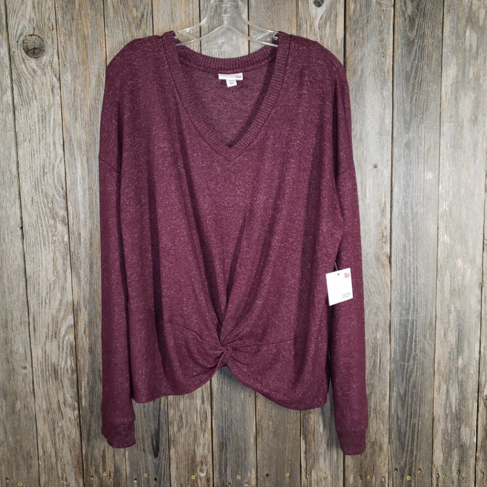 NEW So XXL Cozy Soft Burgundy Twist Top